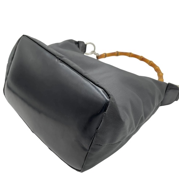 GUCCI Authentic Bamboo Shoulder Hand Bag Black Nylon Enamel. EUC! - Picture 14 of 16